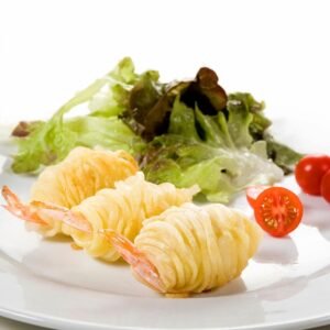 CRUJIENTE DE PATATA-LANGOSTINO